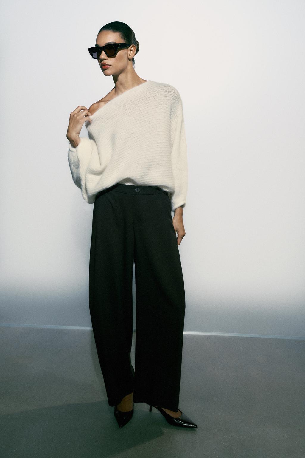 DARTED BARREL-LEG TROUSERS