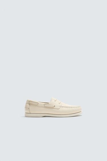 LIMITED EDITION LEATHER DECK SHOES - White by Zara