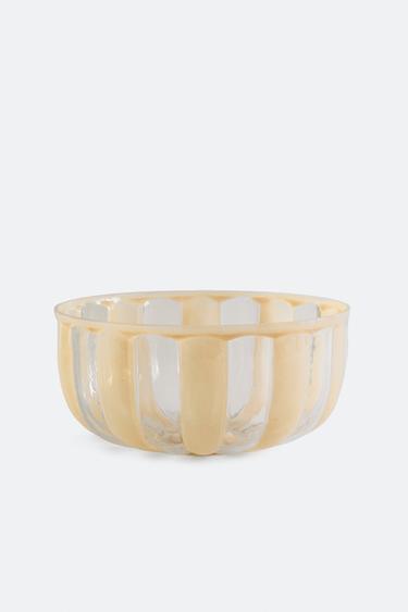 Zara Bej - ÇİZGİLİ CAM SALATA KASESİ