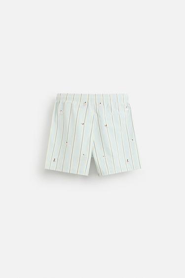 EMBROIDERED MID-LENGTH SWIMMING TRUNKS - Light blue by Zara - Image 1