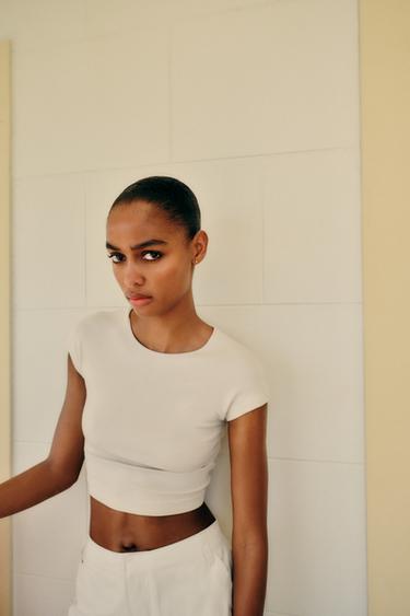 COTTON AND MODAL CROP TOP - Stone by Zara - Image 0