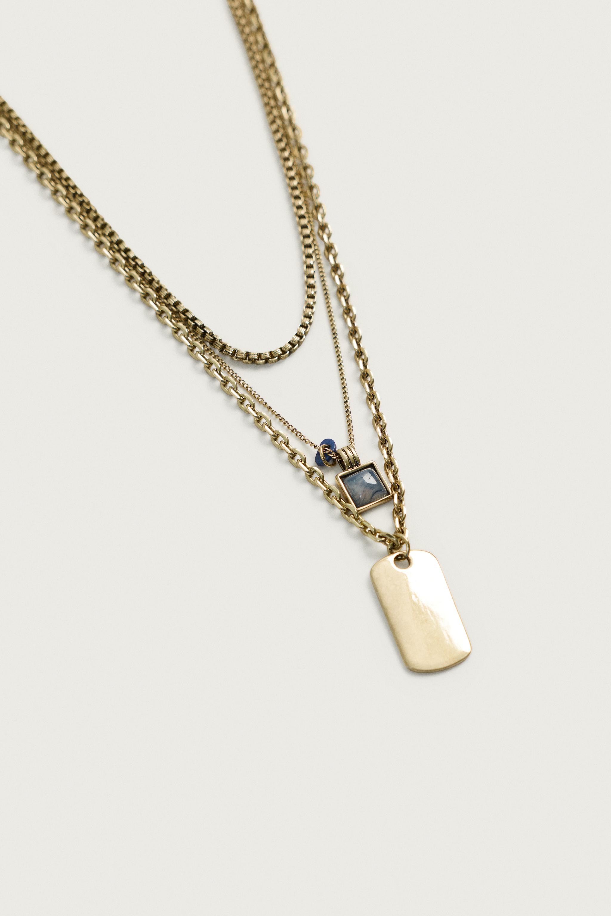 Мужские аксессуары Zara 3-PACK MIXED CHARM NECKLACES — фото 4