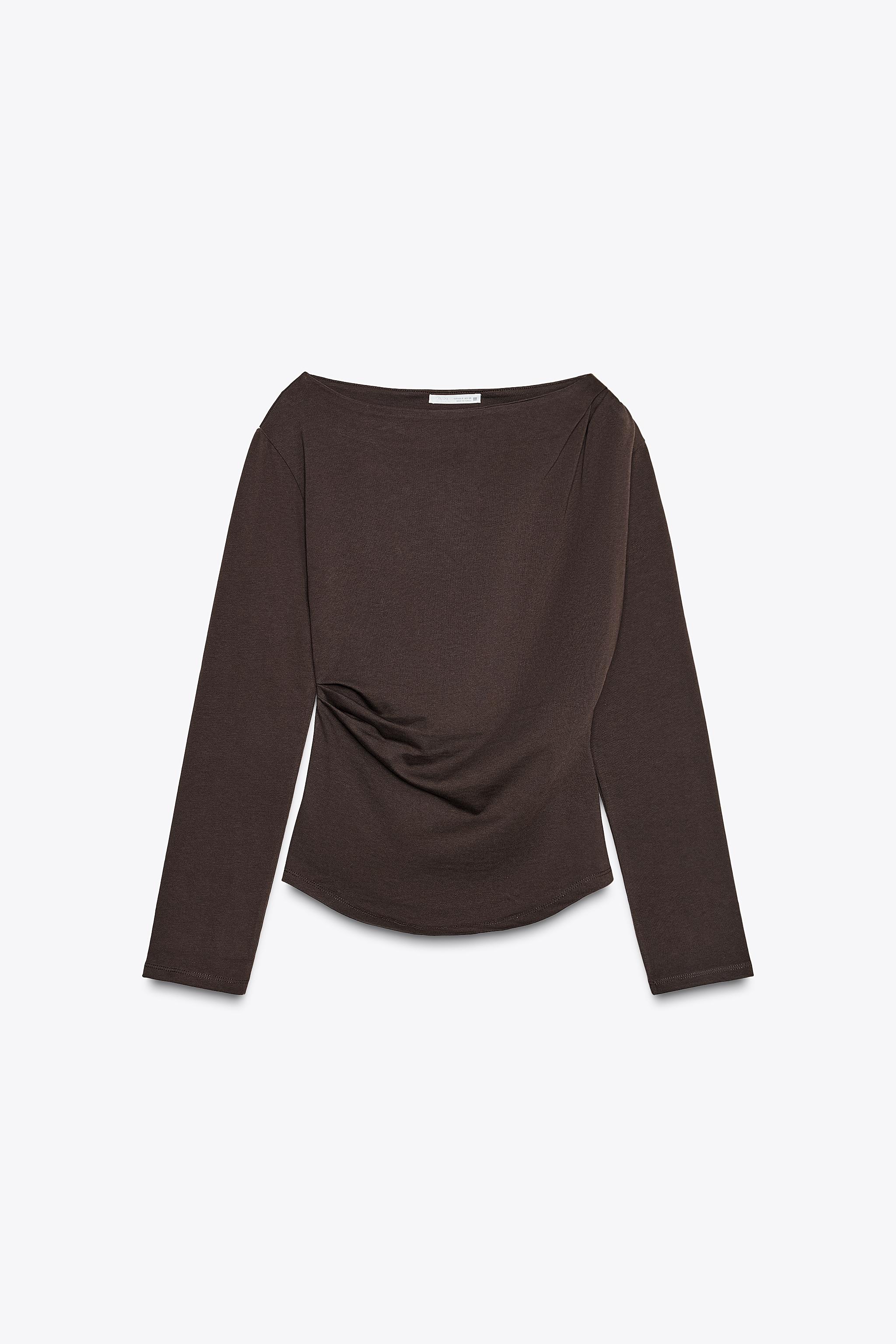 サイド ドレープ Tシャツ - ディープパープル | ZARA Japan / 日本
