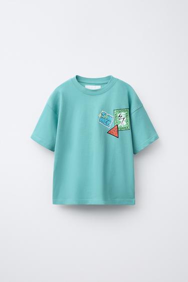 Zara PRINTED T-SHIRT - Blue / Green - 圖片 0
