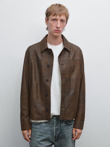 Zara Suede finish sheepskin jacket - Brown
