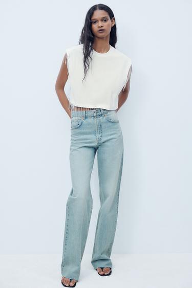TRF WIDE-LEG HIGH-WAIST FULL-LENGTH JEANS - Light blue by Zara