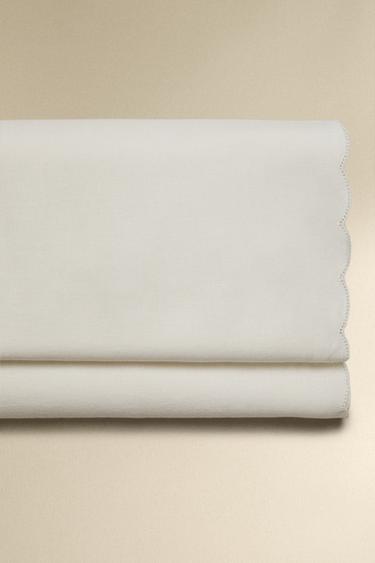 Zara FADED LINEN FLAT SHEET - Ecru