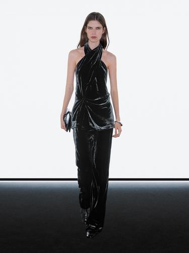 Zara Wide-leg velvet trousers - Black - Image 0