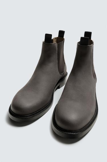 BOTTINES CHELSEA EN CUIR - Gris de Zara - Image 4