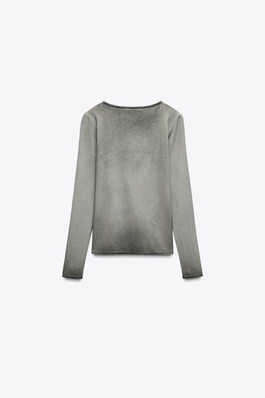 T-SHIRT EN POLYAMIDE EFFET DÉLAVÉ - Gris de Zara - Image 5