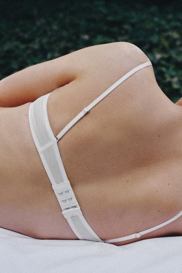 BRALETTE À ARMATURES EN SOIE ET DENTELLE - Écru clair de Zara - Image 3
