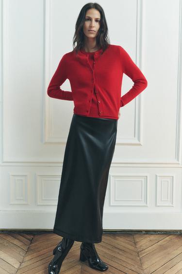 100% WOOL BASIC CARDIGAN - Red by Zara - Image 0