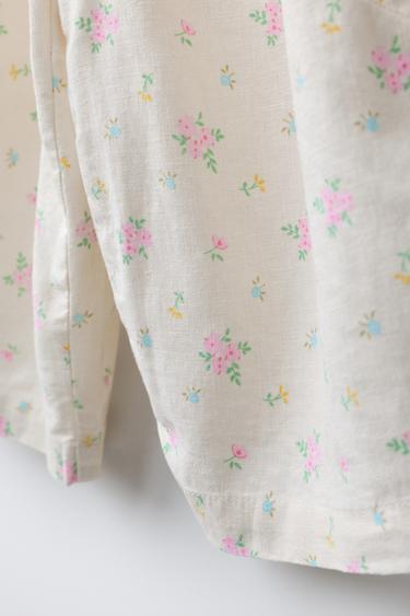 PANTALON BLOOMER À FLEURS AVEC LIN - Écru de Zara - Image 3