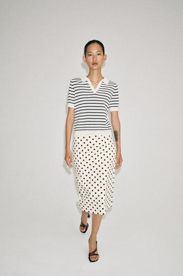 STRIPED KNIT SHORT SLEEVE POLO SHIRT - striped by Zara