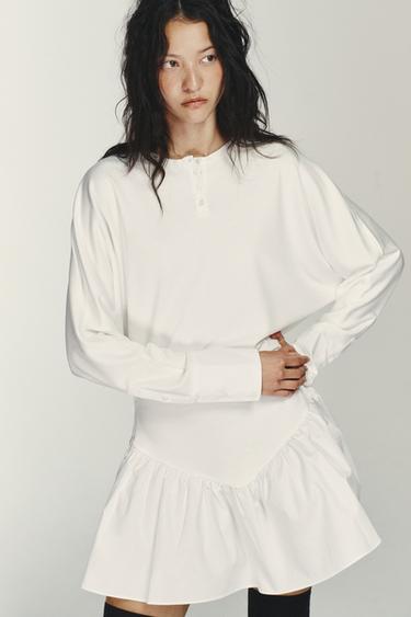 VESTIT CURT COMBINAT MÀNIGA DE RATPENAT - Blanc de Zara