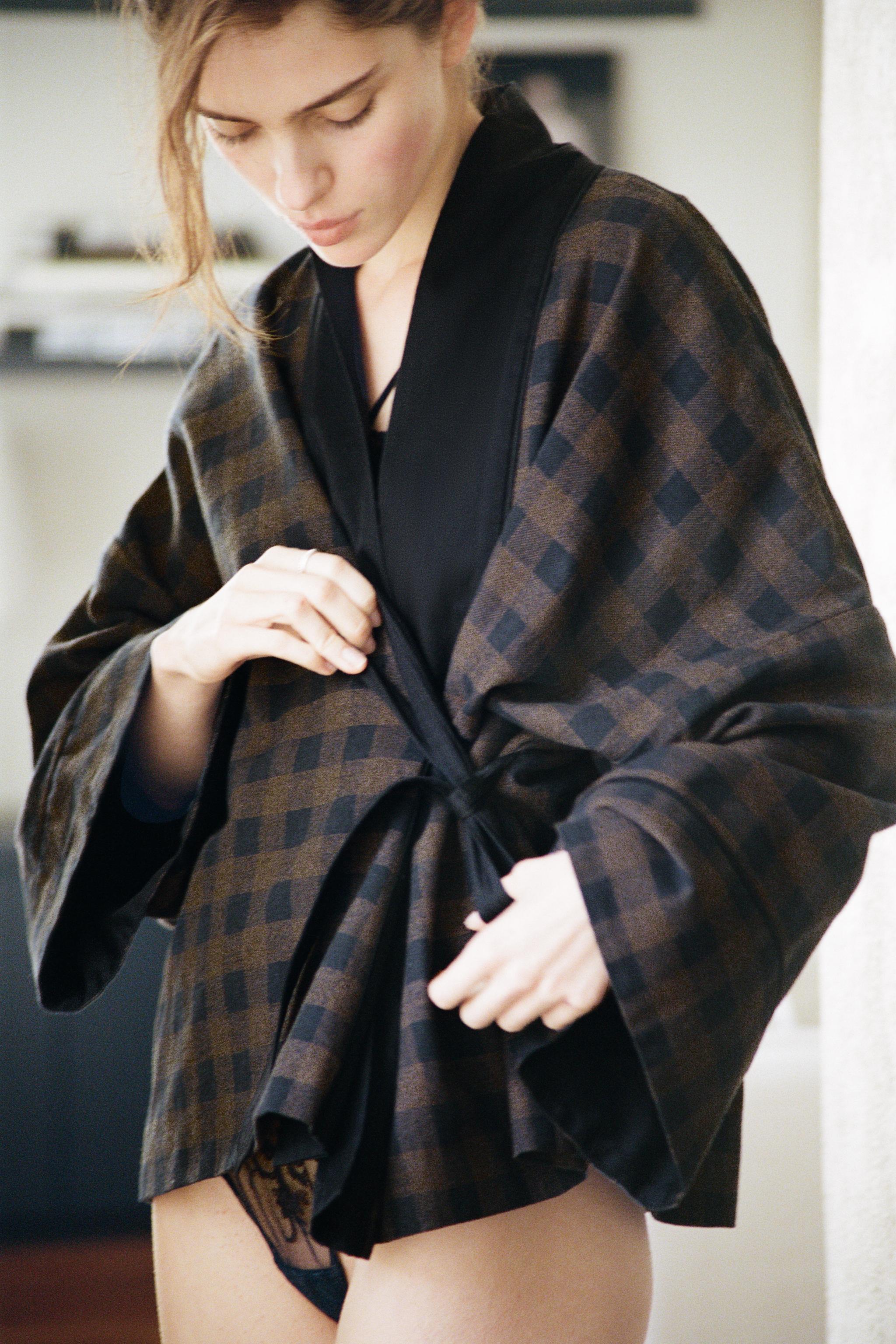 Printed Check Jacket by Zara