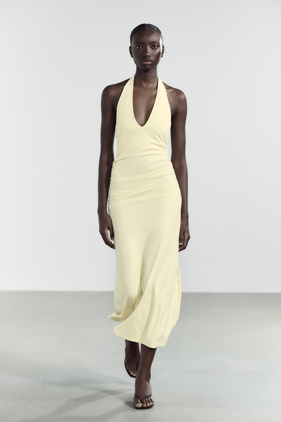 HALTER POLYAMIDE MAXI DRESS