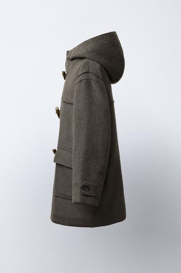 WOOL BLEND DUFFLE COAT - Taupe grey by Zara - Image 2