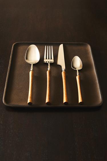 4-PIECE WOODEN CUTLERY SET – Világosbézs a ZARA-tól