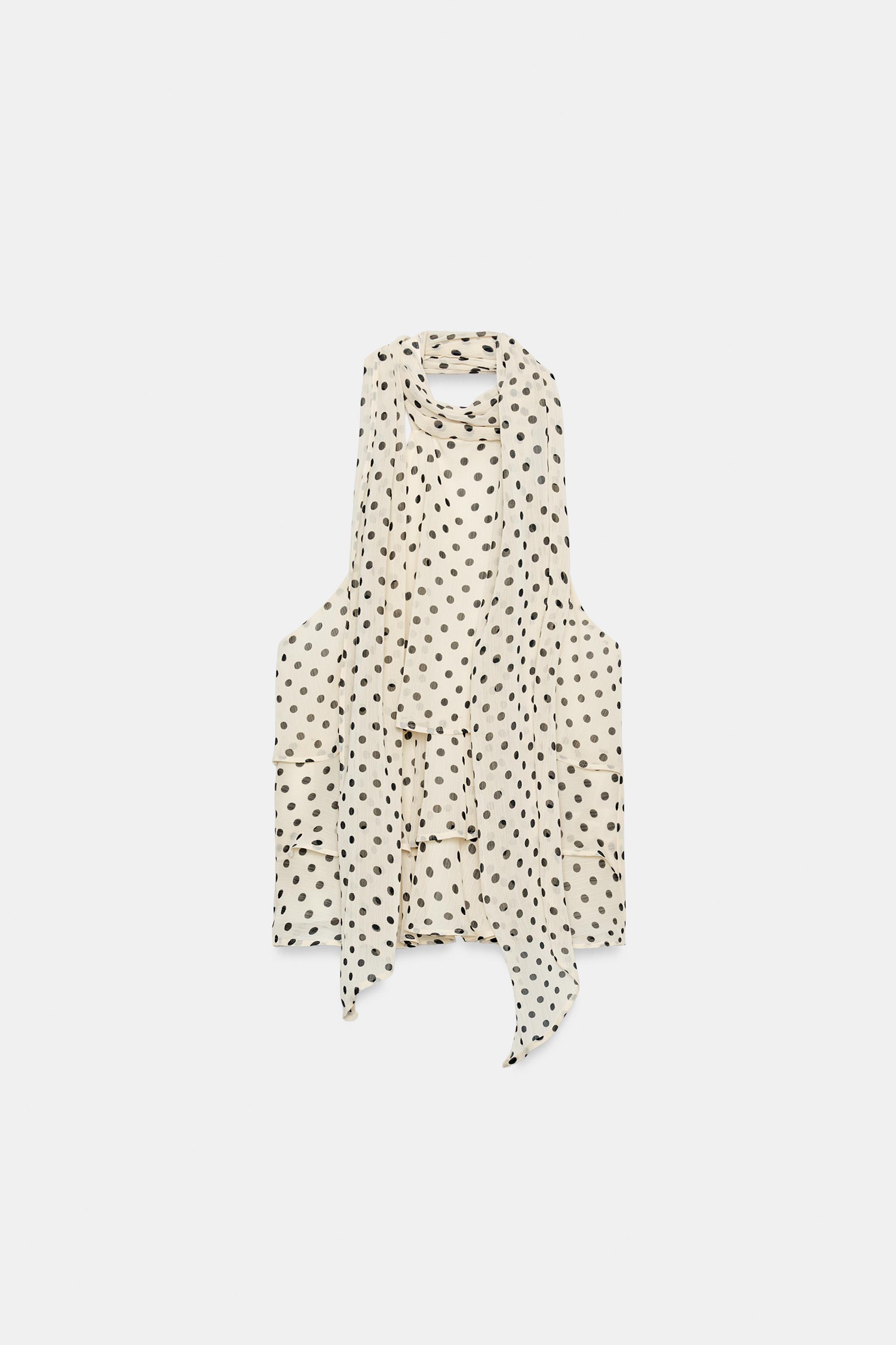 Zara PUANTİYELİ FIRFIRLI HALTER YAKA TOP görsel 7