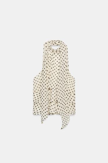 Zaras TOPP MED VOLANGER OCH PRICKAR - Naturfärg/svart
