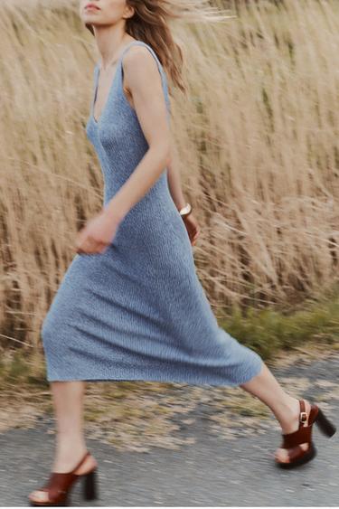 RUSTIC MIDI DRESS - Blue/White by Zara - Image 1
