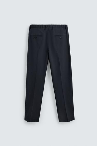 WOOL BLEND REGULAR FIT NON-IRON TROUSERS - Navy blue by Zara - Image 6