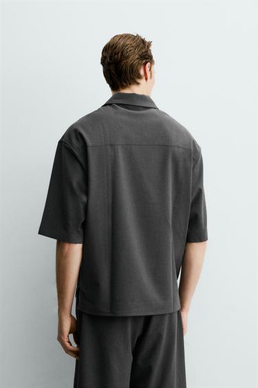CHEMISE POLO RELAXED FIT TEXTURE IRRÉGULIÈRE - Gris foncé de Zara - Image 2