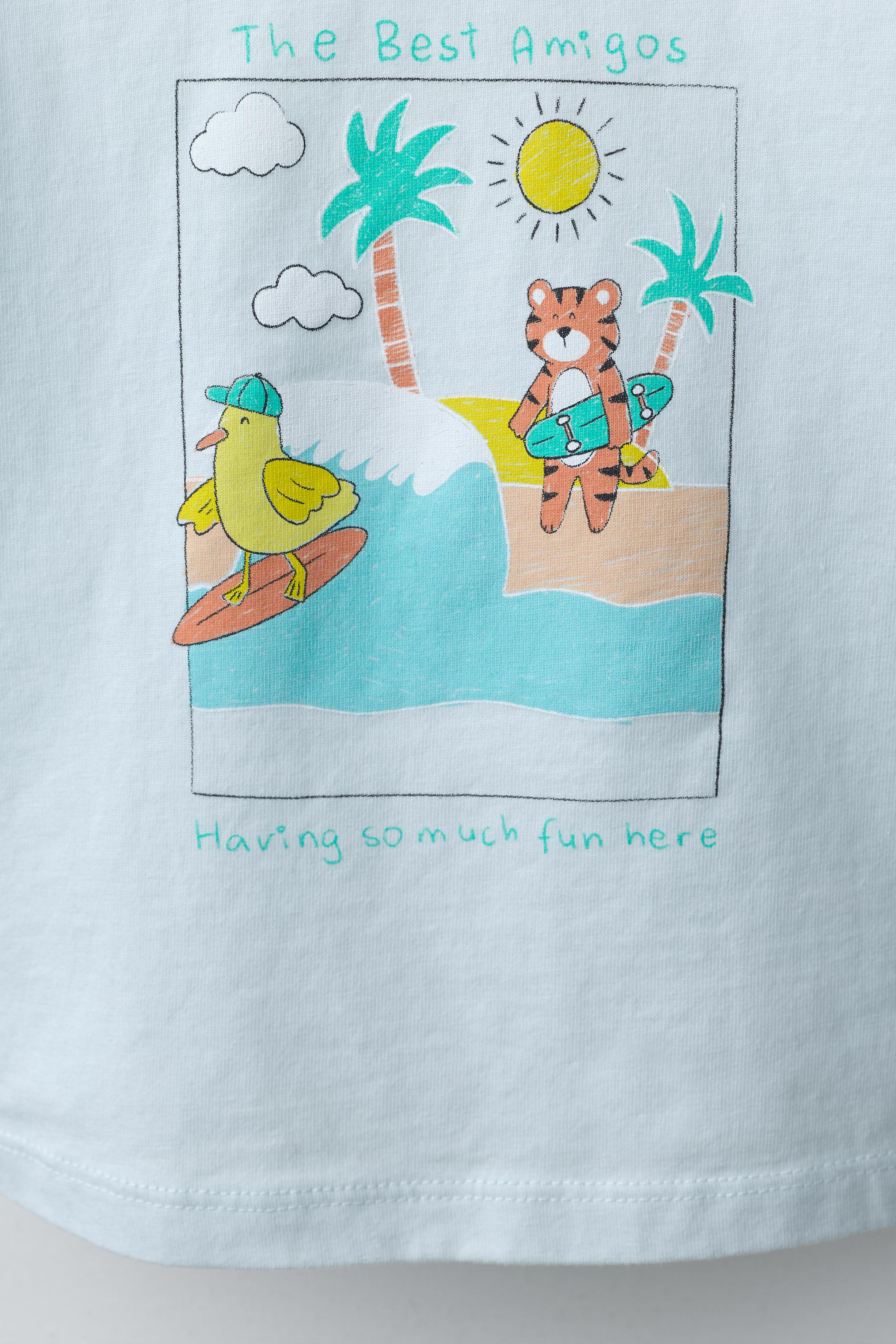 Детские футболки Zara SURF ANIMALS PRINT T-SHIRT — фото 4