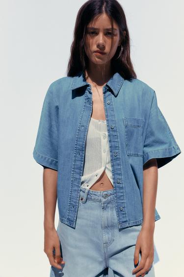 CAMISA DENIM TRF - Azul de Zara