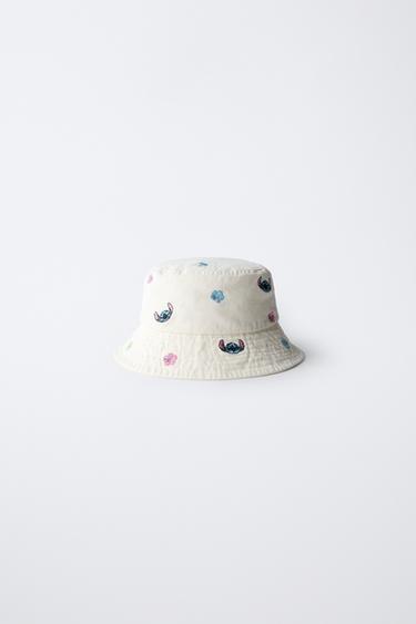 Zara LILO & STITCH © DISNEY EMBROIDERED TWILL BUCKET HAT - Sand