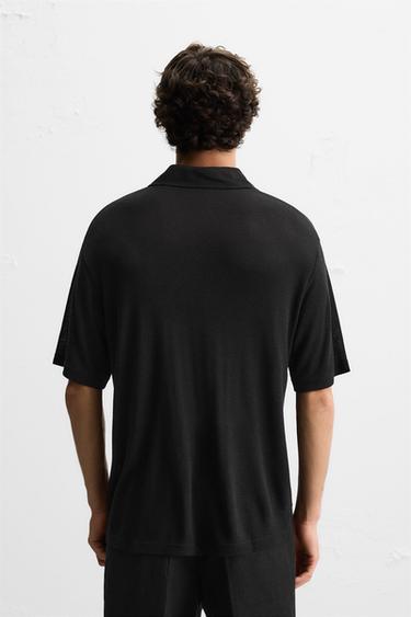POLO VISCOSE - LIN - Noir de Zara - Image 2