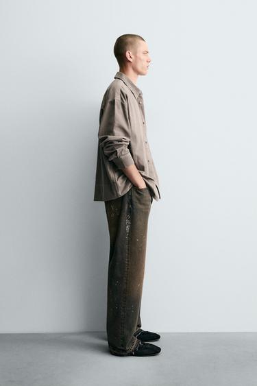 JEAN LOOSE FIT À ÉCLABOUSSURES - Sable / Bleu de Zara - Image 3