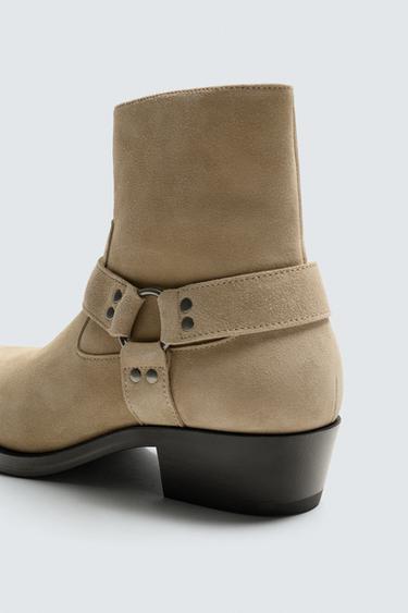 BOTTINES EN CUIR À HARNAIS - Beige de Zara - Image 5