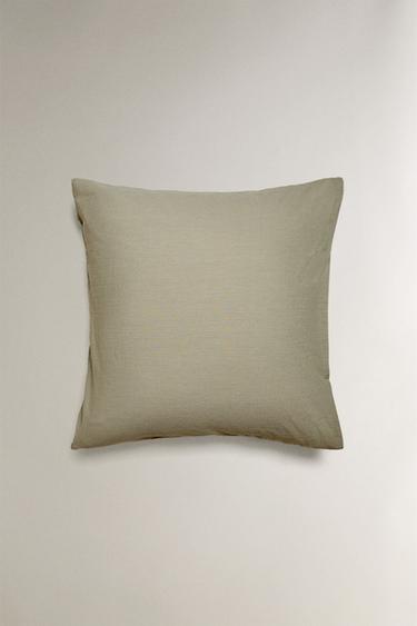 STRIPED SEERSUCKER PILLOWCASE - Green by Zara - Image 1