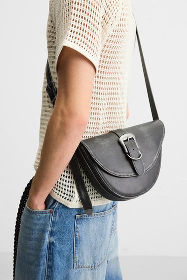 Zara BUCKLED CROSSBODY BAG - Black - Image 0