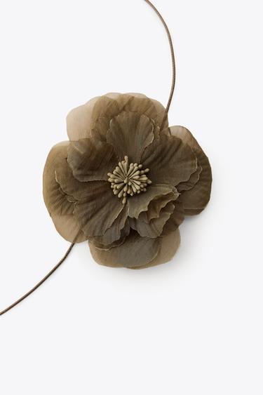TULLE FLOWER NECK CORD - Toffee by Zara - Image 3