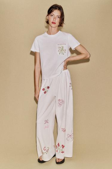 T-SHIRT POCHES BRODÉES - Blanc de Zara - Image 5