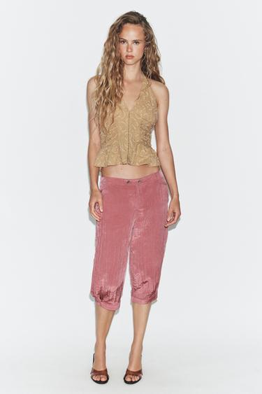 HALTER BEADED TOP - Light tan by Zara - Image 0