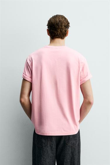 T-SHIRT INSCRIPTION BRODÉE - Rose délavé de Zara - Image 2