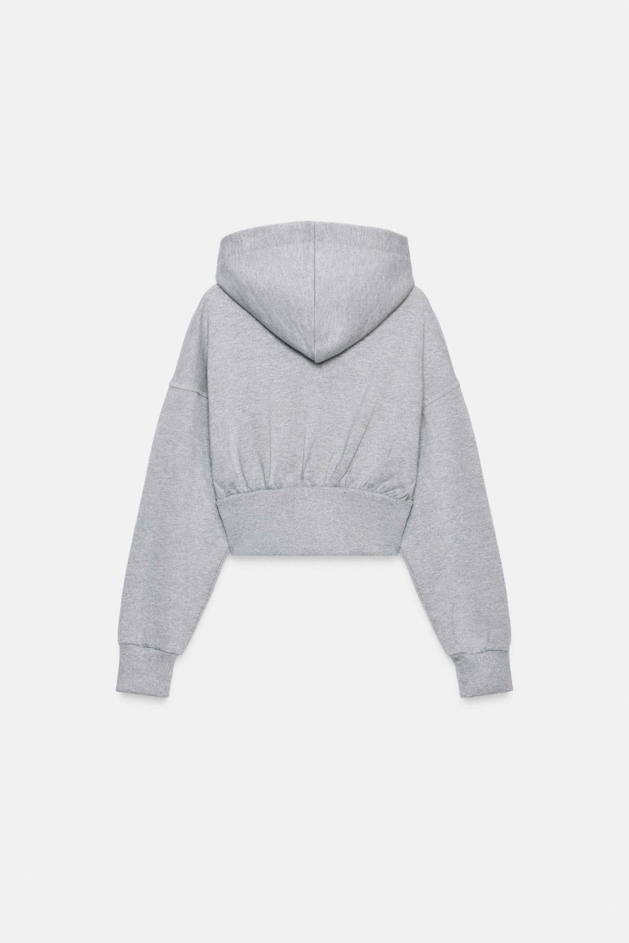 GLITTER CROPPED HOODIE - Gray marl | ZARA United States