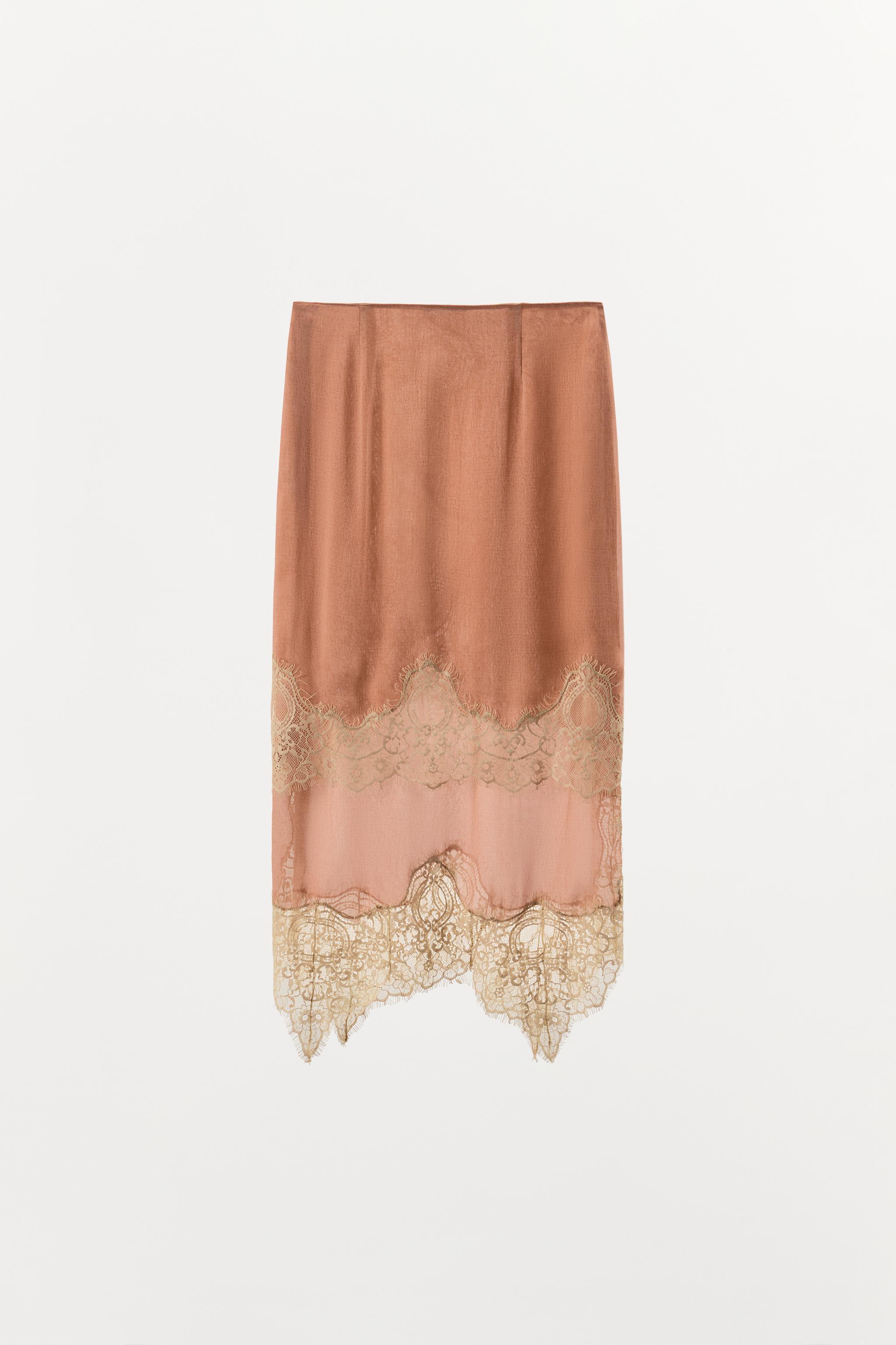 CONTRAST LACE GEORGETTE SKIRT