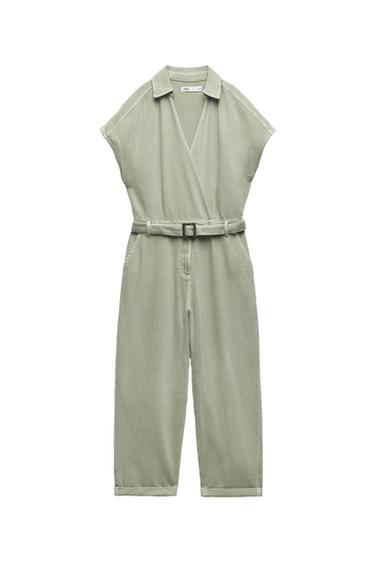 DENIM SURPLICE JUMPSUIT