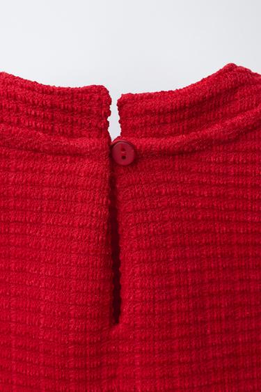 ROBE TEXTURÉE AVEC NŒUDS CONTRASTÉS - Rouge de Zara - Image 3