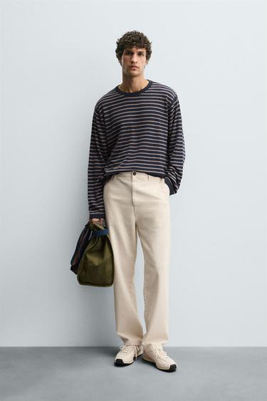 STRAIGHT-LEG CHINO TROUSERS - Light beige by Zara - Image 0