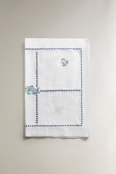 EMBROIDERED FISH TABLE RUNNER - Blue by Zara - Image 4