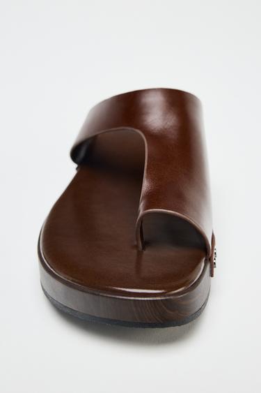 LEATHER PLATFORM SANDALS - Brown by Zara - Image 5