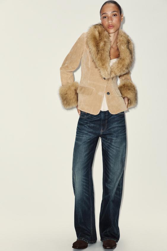 BLAZER ENTALLADA PIEL ANTE 100% PELO - Arena de Zara - Imagen 0