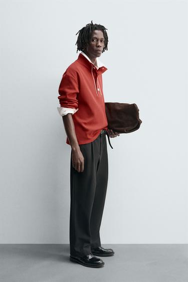 CONTRAST TEXTURED POLO SHIRT - Red by Zara - Image 3
