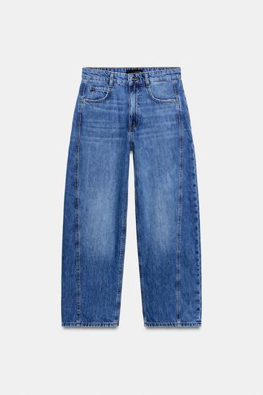 JEANS Z1975 BARREL - E kaltër e mesme nga Zara